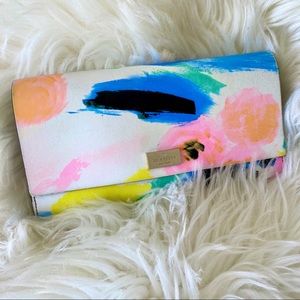 Kate Spade New York Leather Wallet - Pim Arbour Hill Multi Watercolor Wallet